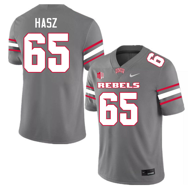 Men #65 Jack Hasz UNLV Rebels College Football Jerseys Stitched-Grey